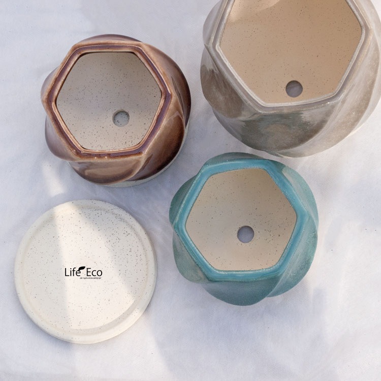 植木鉢 インテリアポット 釉薬陶器製 イリー トール ブラウンφ15.5cm×H18.5cm【送料B】