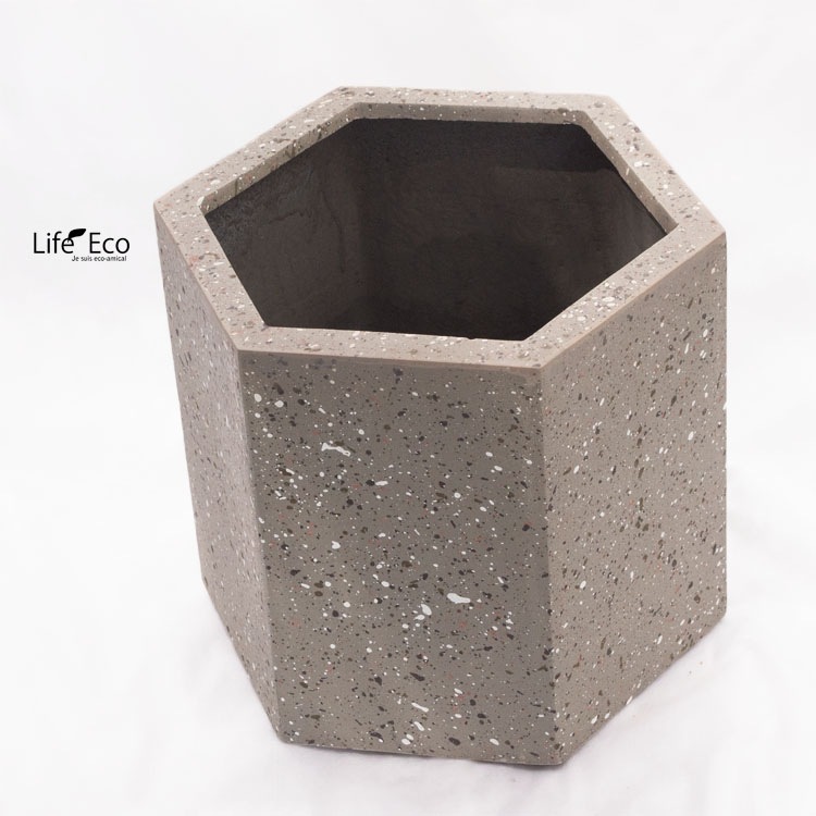 植木鉢 大型 軽量 ゾア ヘキサゴン グレー（灰）/ φ37cm×H32cm（12号）【送料E】