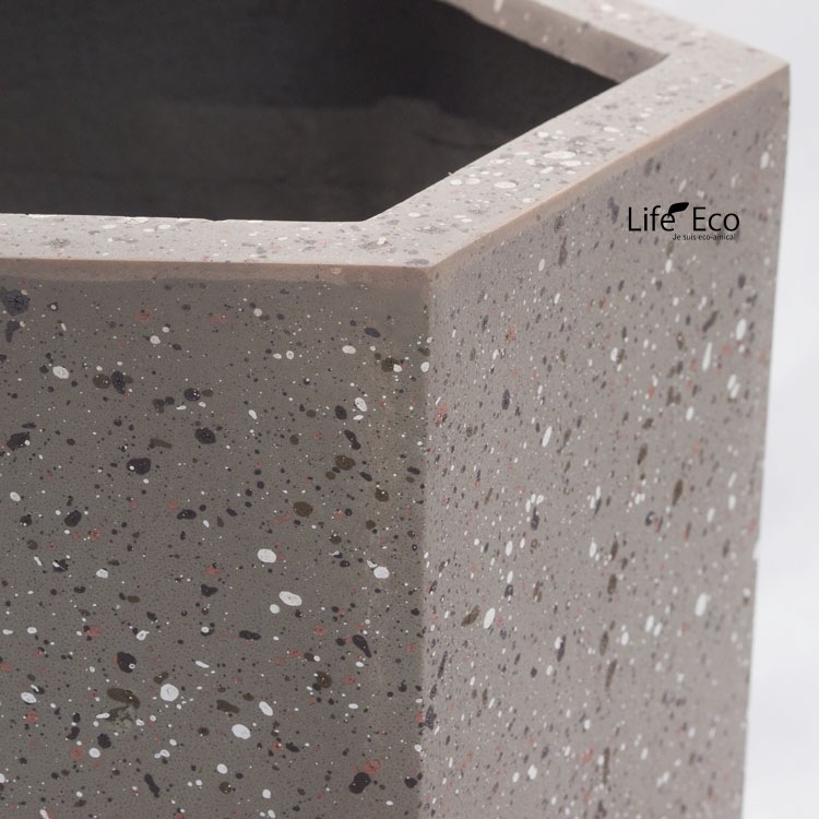 植木鉢 大型 軽量 ゾア ヘキサゴン グレー（灰）/ φ37cm×H32cm（12号）【送料E】