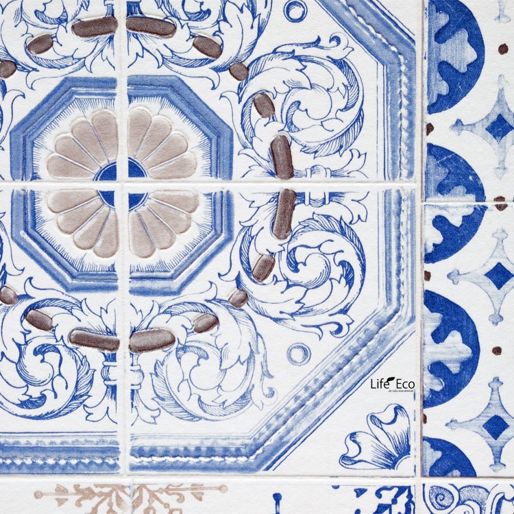 アートパネル（アートボード、インテリアパネル）アズレーション ブルー＆ホワイト（青・白）Mサイズ / W45cm×D38cm（厚み2cm）【送料B】