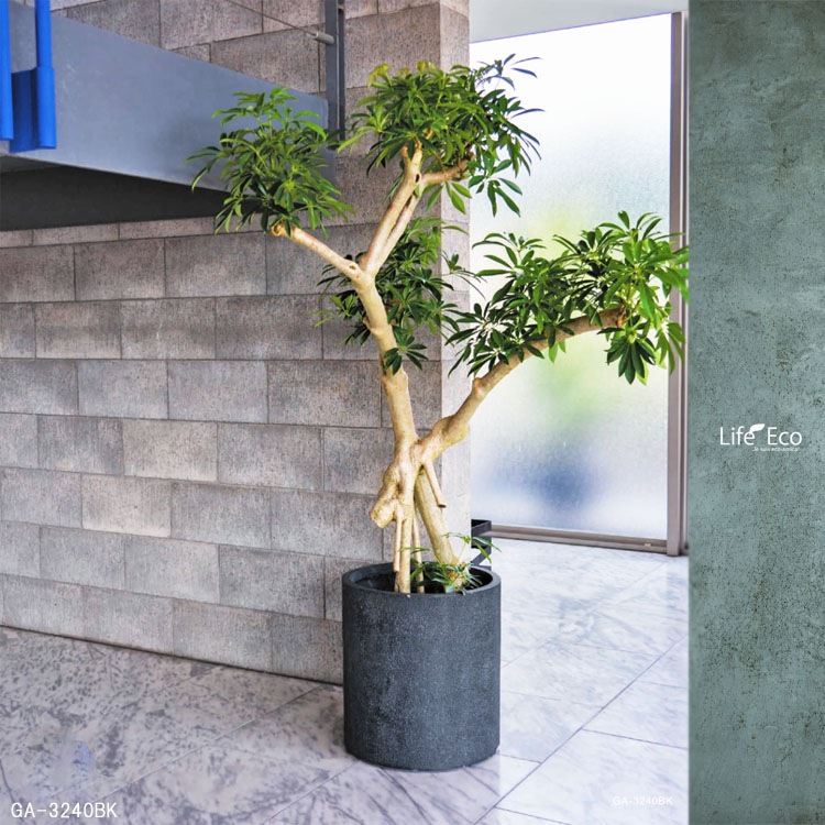 植木鉢 ファイバークレイ製 グレイニー シリンダー グレー（灰） / φ41cm×H44cm（14号）【送料F】