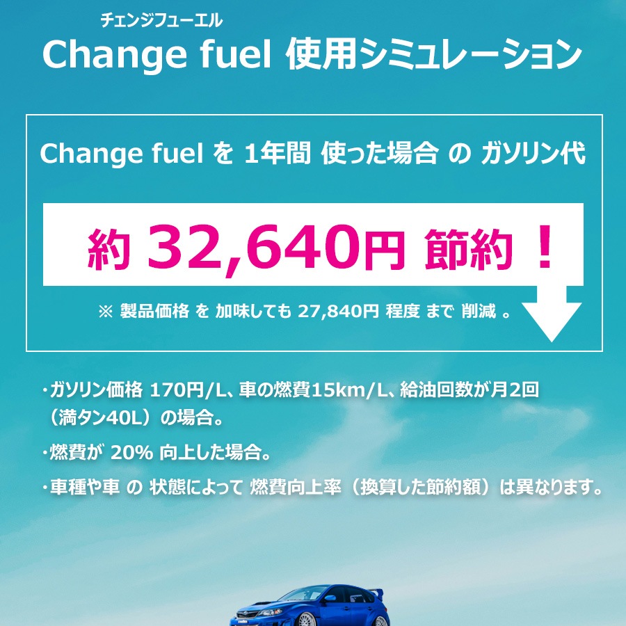 燃焼促進剤【進化型】Change fuel（チェンジフューエル） 軽油・重油・灯油用 100ml～燃費・出力大幅UP！& 燃料コストダウン～【10個入】【送料D】