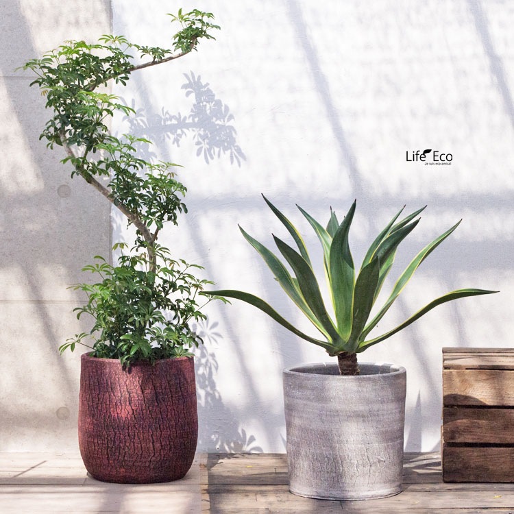 植木鉢 陶器製（ラスティック） ジャヤ シリンダー ホワイト（白） φ40cm×H41cm（13号）【送料F】