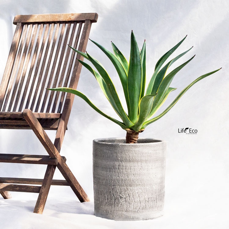 植木鉢 陶器製（ラスティック） ジャヤ シリンダー ホワイト（白） φ40cm×H41cm（13号）【送料F】