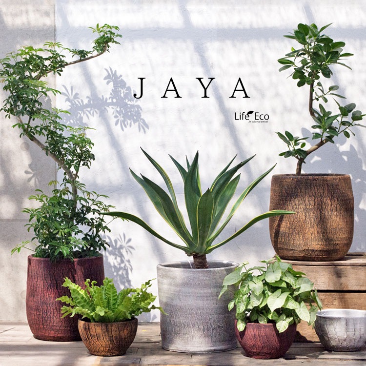 植木鉢 陶器製（ラスティック） ジャヤ シリンダー ホワイト（白） φ40cm×H41cm（13号）【送料F】