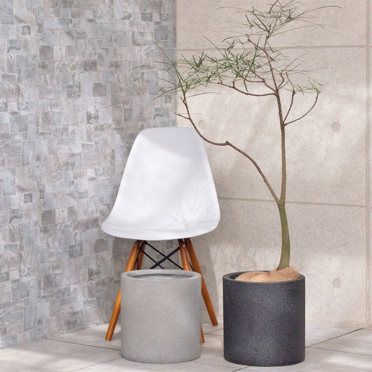 植木鉢 軽量 ファイバーセメント製 コーディル シリンダー ブラック（黒）/ φ39×H39cm（13号）【送料E】