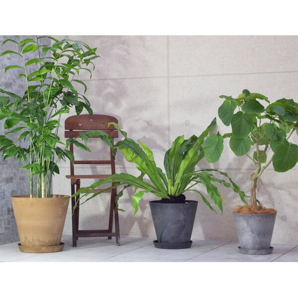 植木鉢 底面給水型(底栓付)アートストーン ラウンド グレー 灰 43cm（14号）【送料C】