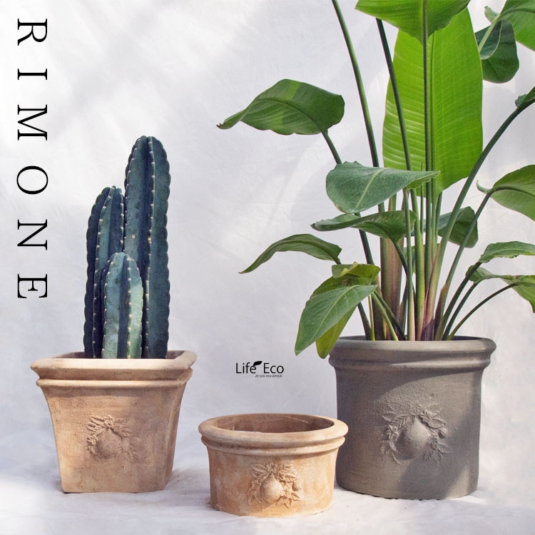 植木鉢 テラコッタ製 アンティーク調 素焼き鉢 リモーネ ラウンド