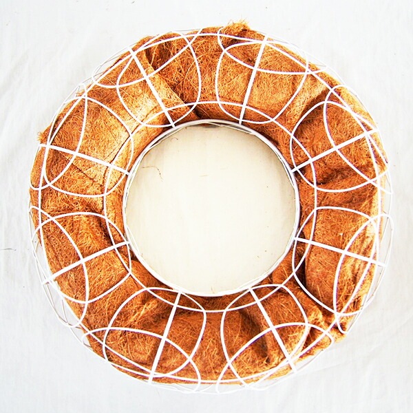 寄せ植え専用 リングバスケット アイアン ココファイバー ホワイト 白 W34cm×H9.5cm【送料B】