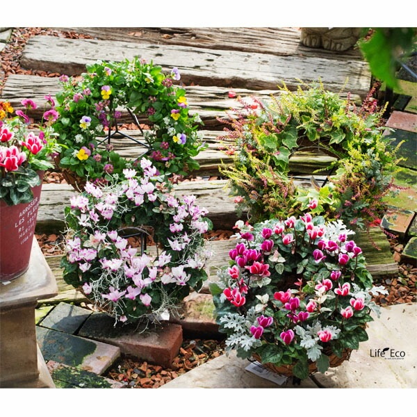 寄せ植え専用 リングバスケット アイアン ココファイバー ホワイト 白 W34cm×H9.5cm【送料B】