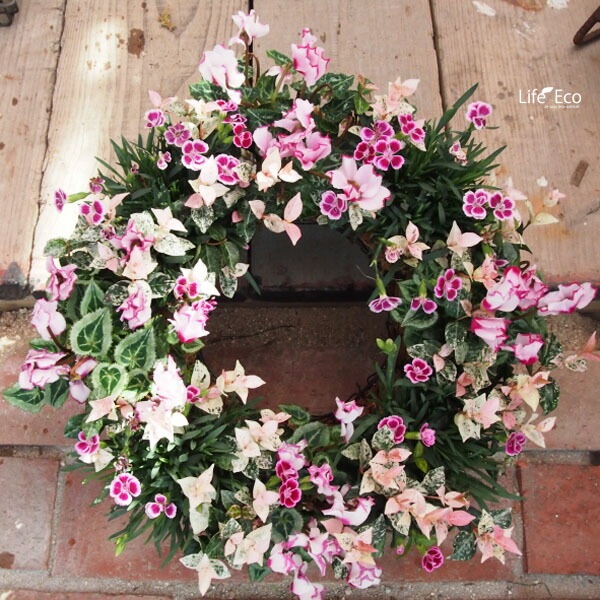 2個入寄せ植え専用 アイアンリースリング ココファイバー付 ブラック M W28×H9.0cm【送料B】