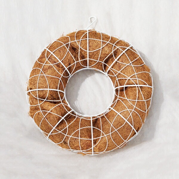 2個入寄せ植え専用 アイアンリースリング ココファイバー付 ホワイトM W28×H9.0cm【送料B】