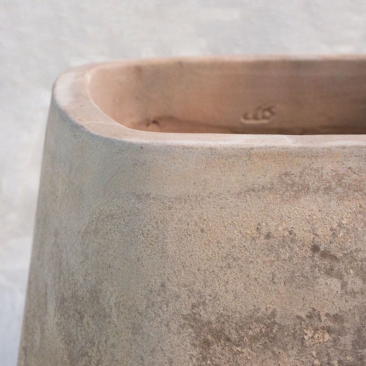 植木鉢 大型 アンティーク調 素焼き テラコッタ製 ルーガ アンティコ スクエアー φ43cm×H41cm（14号）【送料F】