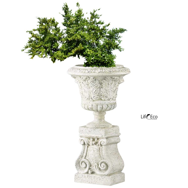 花台（鉢置台）【数量限定】 軽量 FRP製 バッセル ブラッカーノ ホワイト（白） L38cm（上部□30cm）×W30cm×H46cm【送料F】