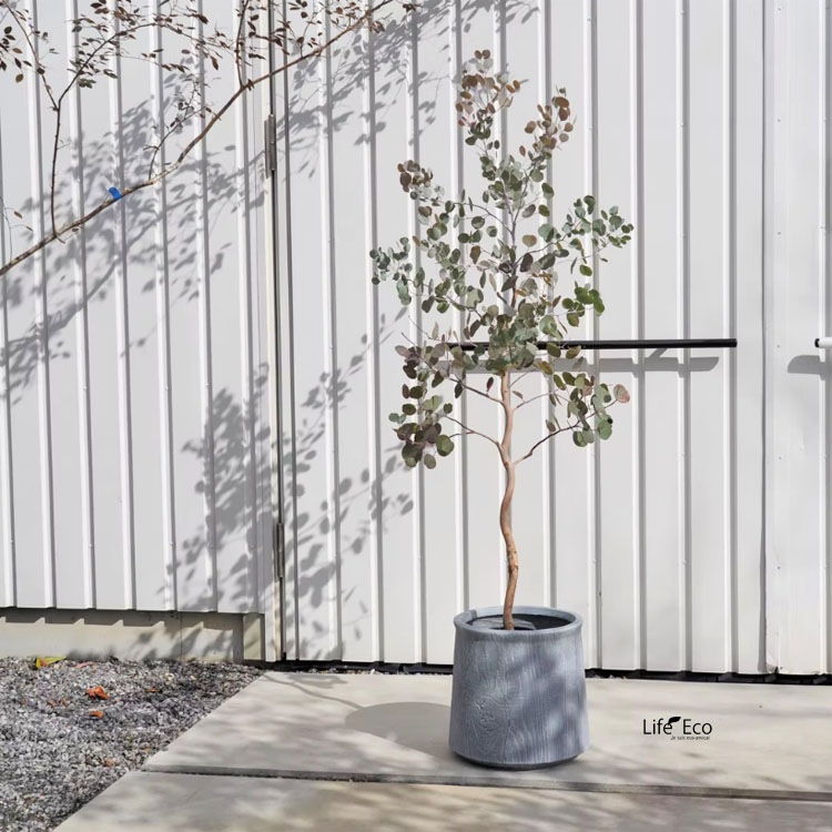 植木鉢 大型 軽量 ファイバークレイ製 バウム（BAUM） ラウンド グレー（灰） φ41cm×H37.5cm（14号・14寸）【送料E】