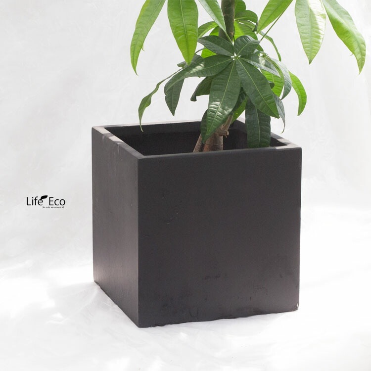植木鉢 大型 軽量 エイリアス キューブ ブラック（黒） □39.5cm×H40cm（13号）【送料E】