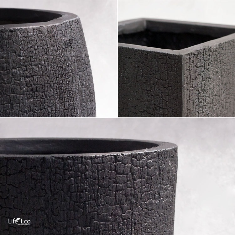 植木鉢 大型 ファイバークレイ製 バーウッド キューブ ブラック（黒） □50.5cm×H50cm（17号）【送料F】