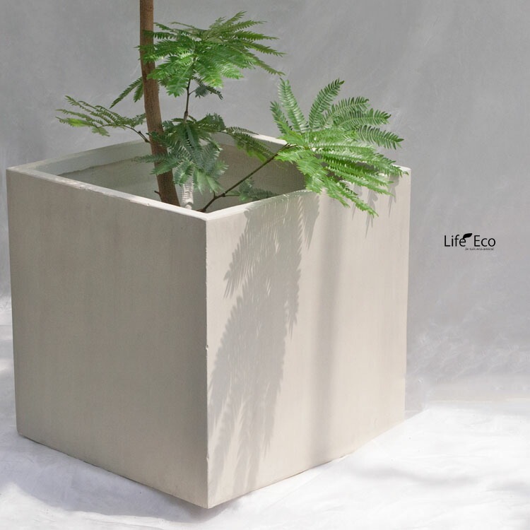 植木鉢 大型 軽量 エイリアス キューブ ウォッシュグレー □39.5cm×H40cm（13号）【送料E】