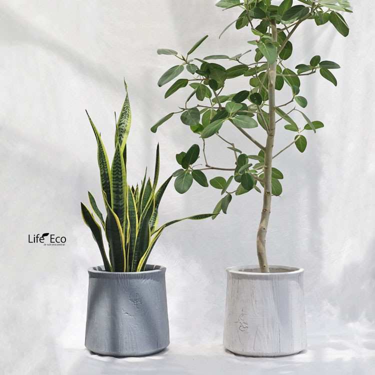 植木鉢 大型 軽量 ファイバークレイ製 バウム（BAUM） ラウンド グレー