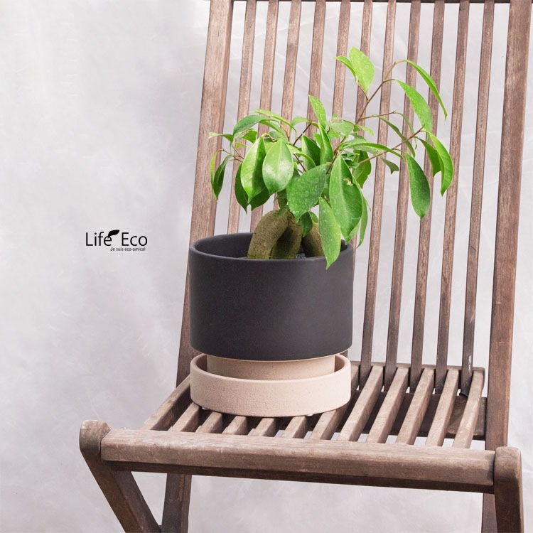 植木鉢 インテリアポット 釉薬陶器製 パラドック ブラック（黒） φ18cm×H15.5cm（6号）【送料B】