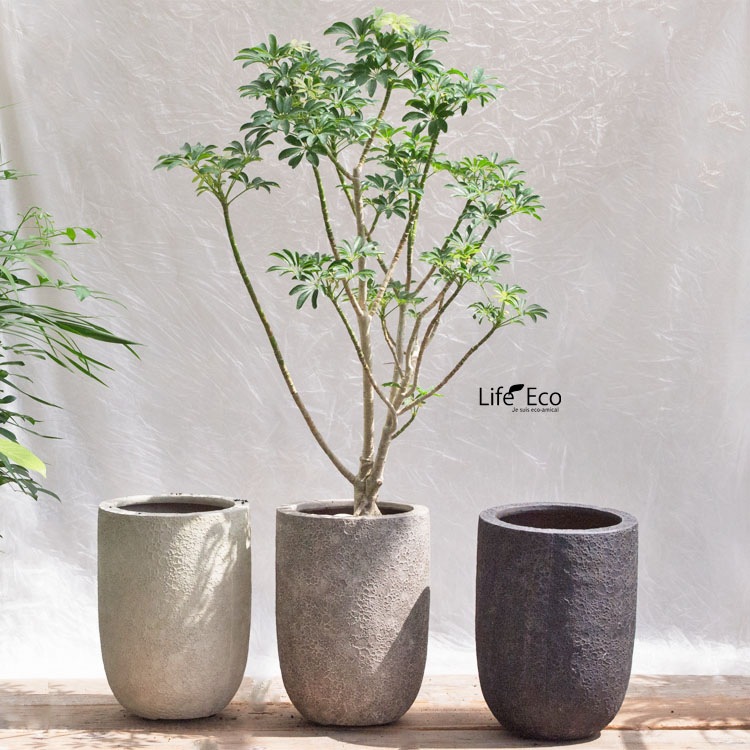 植木鉢 軽量 FRP製 ラヴァライト トールラウンド クリーム（ベージュ） / φ25×H35cm（8号）【送料E】