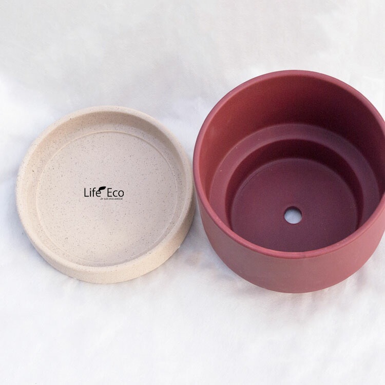 植木鉢 インテリアポット 釉薬陶器製 パラドック ボルドー（レッド・赤） φ18cm×H15.5cm（6号）【送料B】