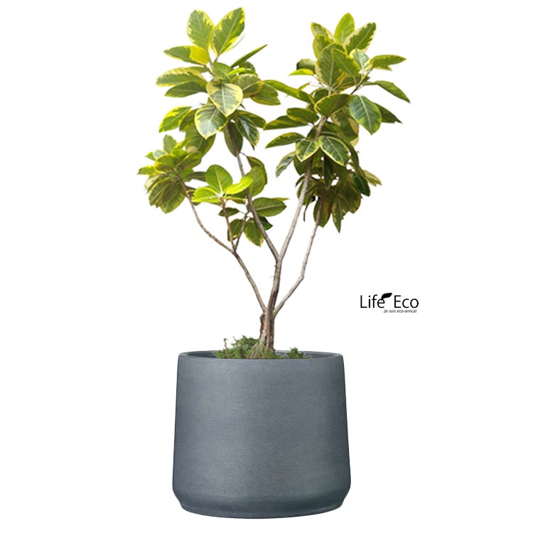 植木鉢 軽量大型 ポリストーンライト製 オプティマス ベース グレー（ダークグレー）/ φ55cm×H46cm（18号）【送料G】
