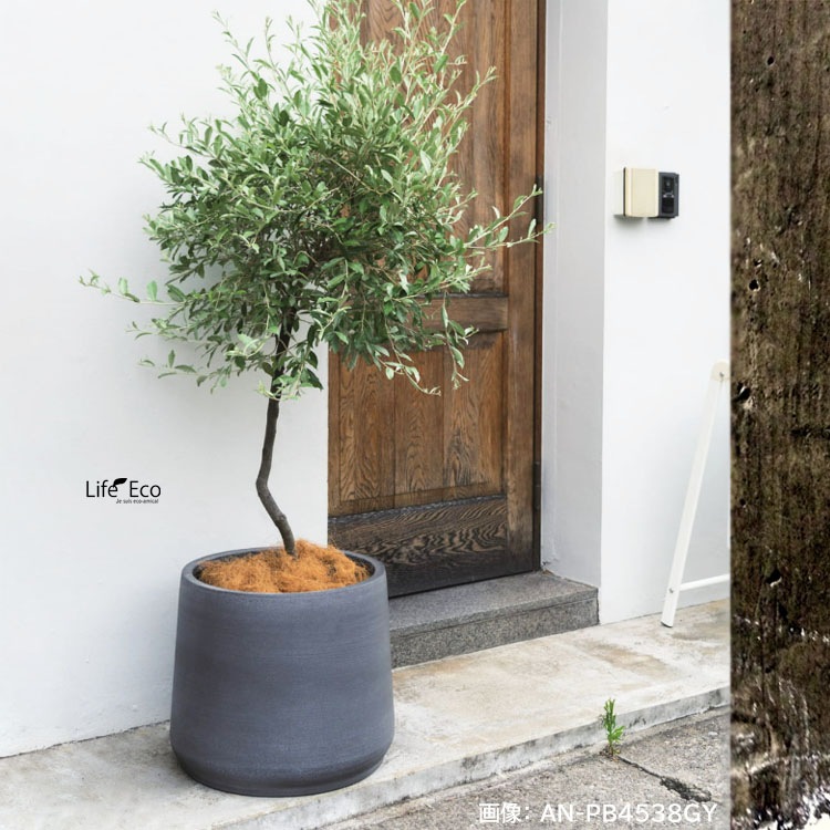 植木鉢 軽量大型 ポリストーンライト製 オプティマス ベース グレー（ダークグレー）/ φ55cm×H46cm（18号）【送料G】