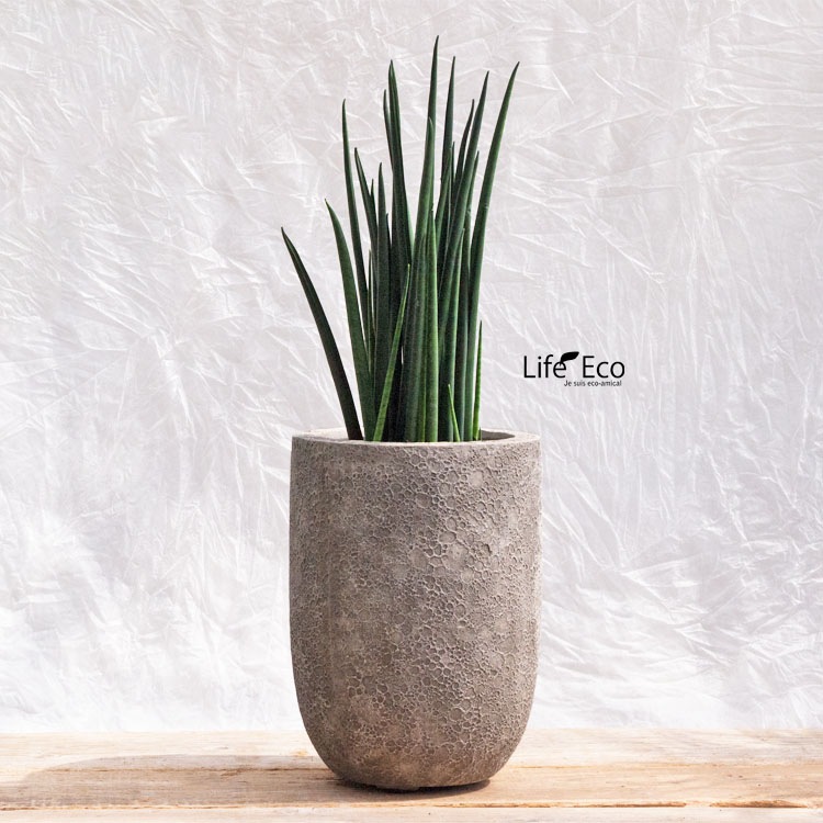 植木鉢 軽量 FRP製 ラヴァライト トールラウンド グレー（灰） / φ25×H35cm（8号）【送料E】