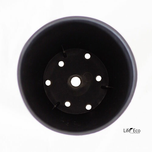 植木鉢 樹脂製ポット セラアート ラウンド 長鉢 ブラック（黒）φ24cm 受皿付 【2個入】【送料B】