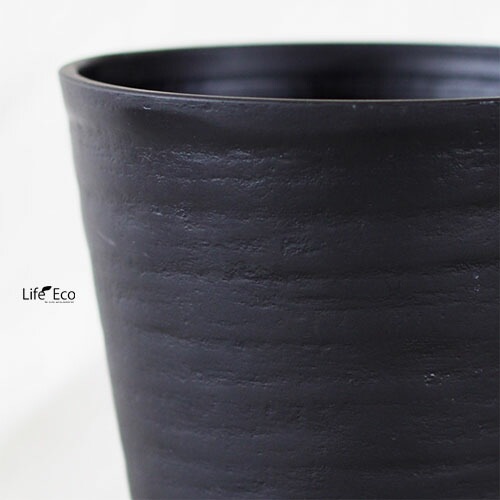 植木鉢 樹脂製ポット セラアート ラウンド 長鉢 ブラック（黒）φ24cm