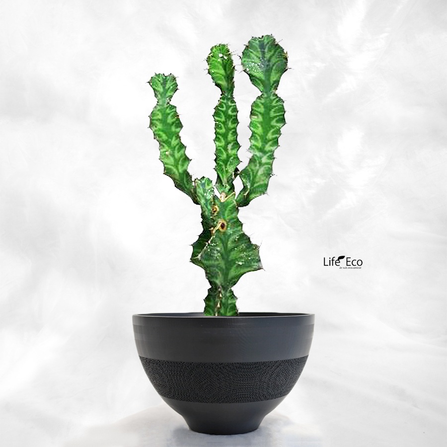 植木鉢 3Dプリンター製 ラウンドメッシュ ブラック（黒） / φ18cm×H10cm（6号）【送料D】
