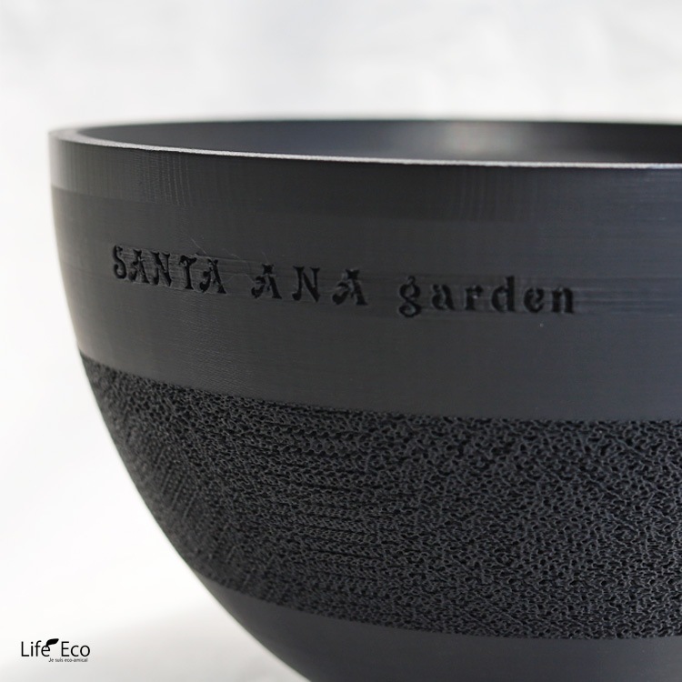 植木鉢 3Dプリンター製 ラウンドメッシュ ブラック（黒） / φ18cm×H10cm（6号）【送料D】