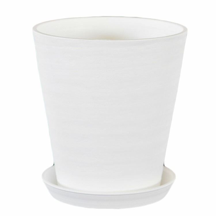 植木鉢 樹脂製ポット セラアート ラウンド 長鉢 ホワイト（白）φ24cm 受皿付 【2個入】【送料B】