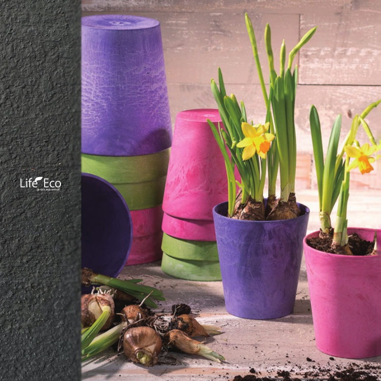 植木鉢 底面給水型(底栓付)アートストーン ラウンド ピンク 桃色 17cm（6号）【送料B】