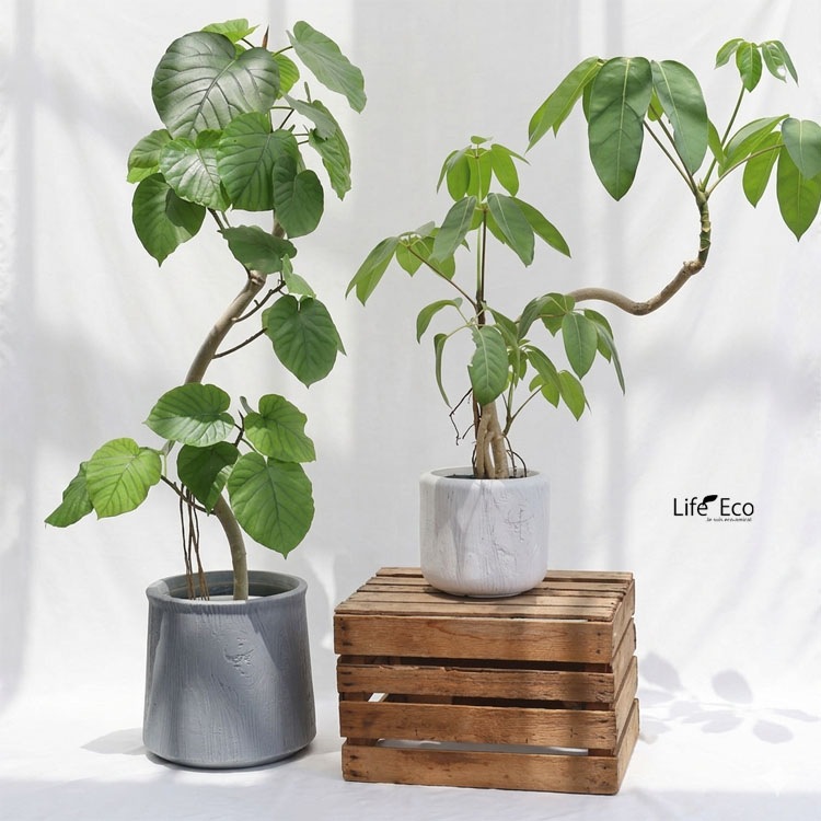 植木鉢 軽量 ファイバークレイ製 バウム（BAUM） ジャー グレー（灰） φ24.5cm×H22.5cm（8号・8寸）【送料D】