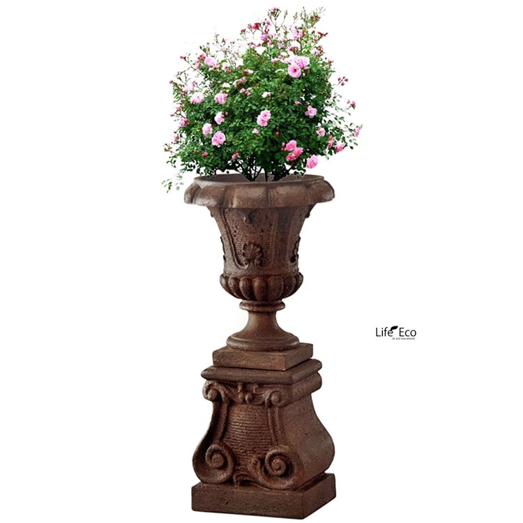 花台（鉢置台）【数量限定】 軽量 FRP製 バッセル ブラッカーノ ラスティ（ブラウン・茶） L38cm（上部□30cm）×W30cm×H46cm【送料F】