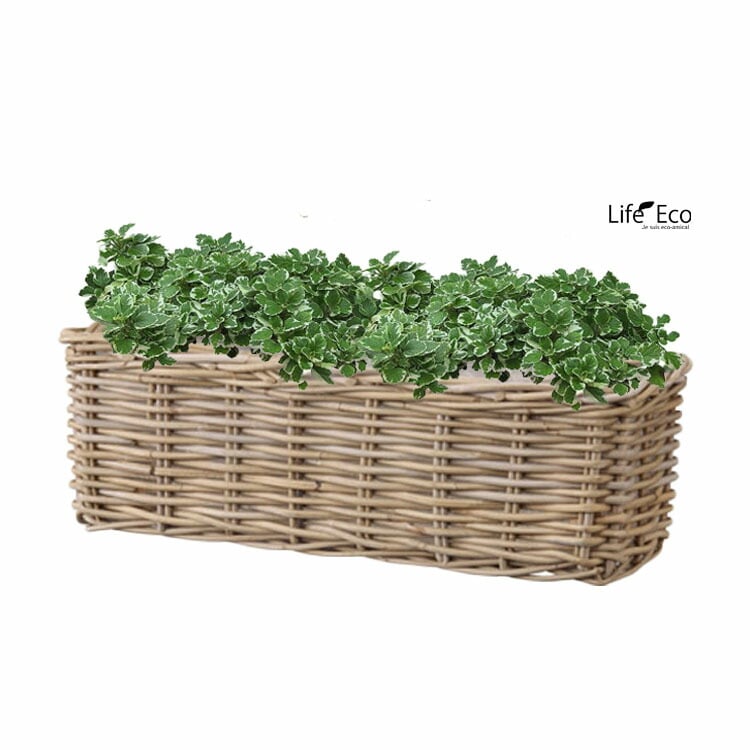 植木鉢カバー【直植可能】 籐カゴ ラタンバスケット モンデリック レクタングルプランター L60cm×W21cm×H20cm（20号）【送料E】