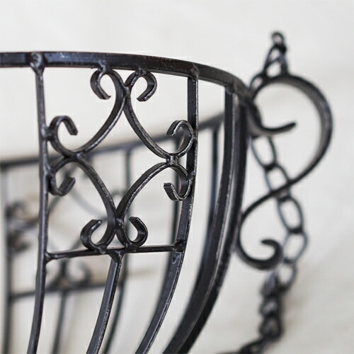 カルチベーター ワイヤーハンギングバスケット 銀黒色 L φ31cm半球型シート 付き【送料B】