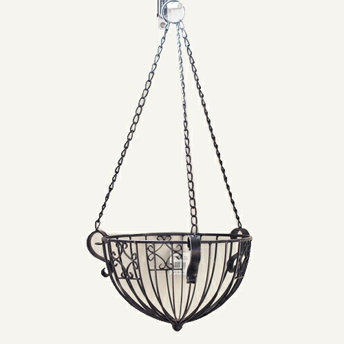 カルチベーター ワイヤーハンギングバスケット 銀黒色 L φ31cm半球型シート 付き【送料B】