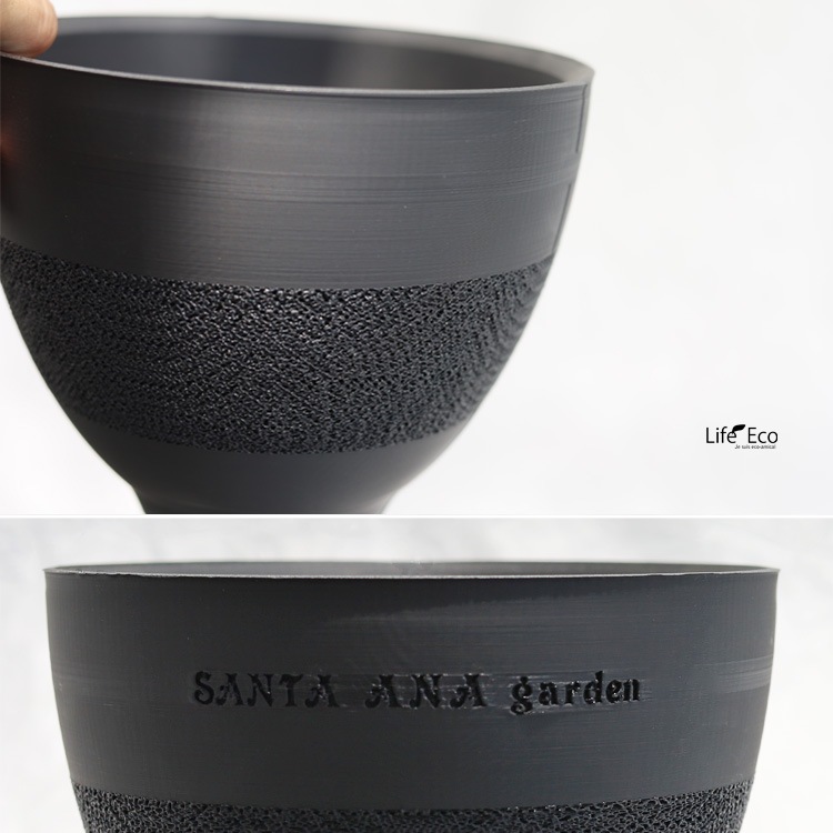 植木鉢 3Dプリンター製 ラウンドメッシュ ブラック（黒） / φ18cm×H15cm（6号）【送料D】