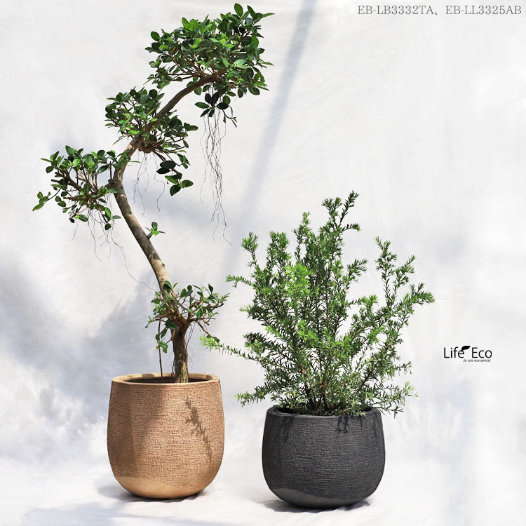 植木鉢 軽量大型 FRP製 リーヴァ バルーン アンティークブラック （黒） φ44cm×H44cm（14号）【送料F】