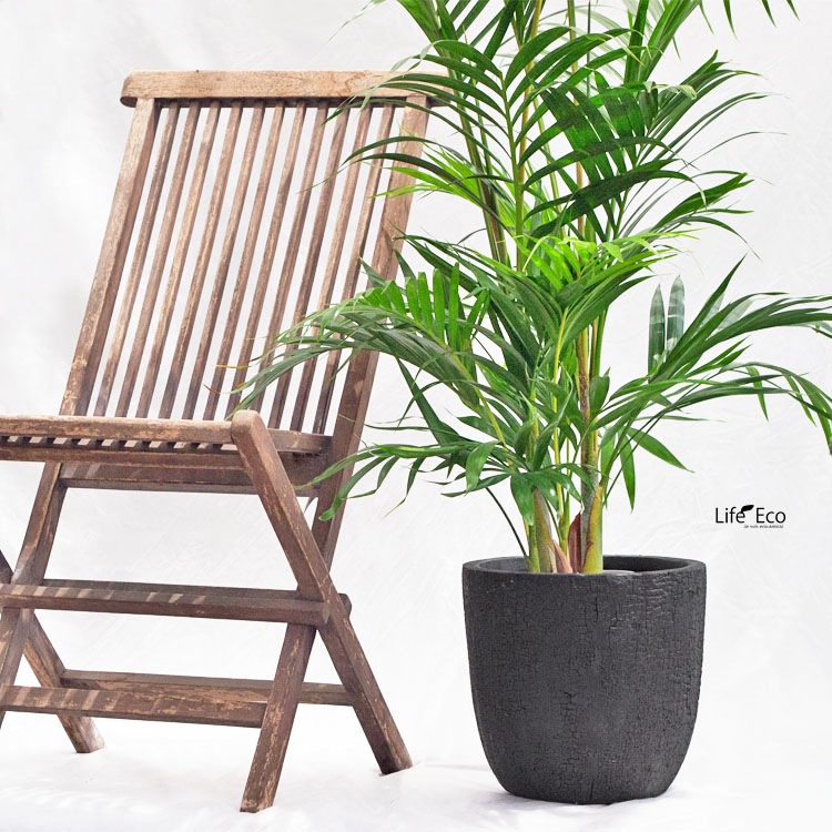 植木鉢 大型 ファイバークレイ製 バーウッド ラウンド ブラック（黒） φ43.5cm×H41cm（14号）【送料F】