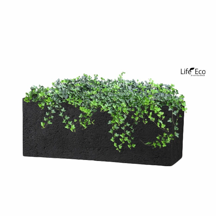 植木鉢 大型 軽量 新素材ポリストーンライト リガンデ プランター ブラック（黒）L60cm×W20cm×H20cm（20号）【送料E】
