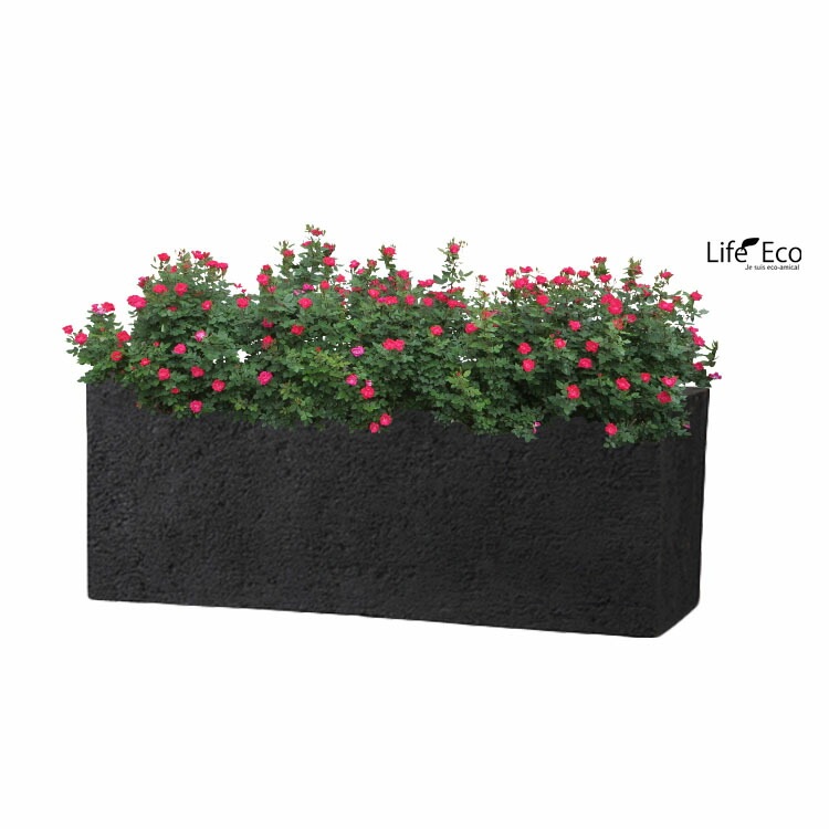 植木鉢 大型 軽量 新素材ポリストーンライト リガンデ プランター ブラック（黒）L60cm×W20cm×H20cm（20号）【送料E】