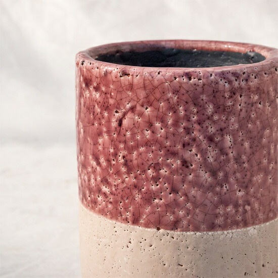 植木鉢 釉薬陶器製 インテリアポット シリンダー パープル / 4号 4寸・φ11×H16.5cm【送料B】