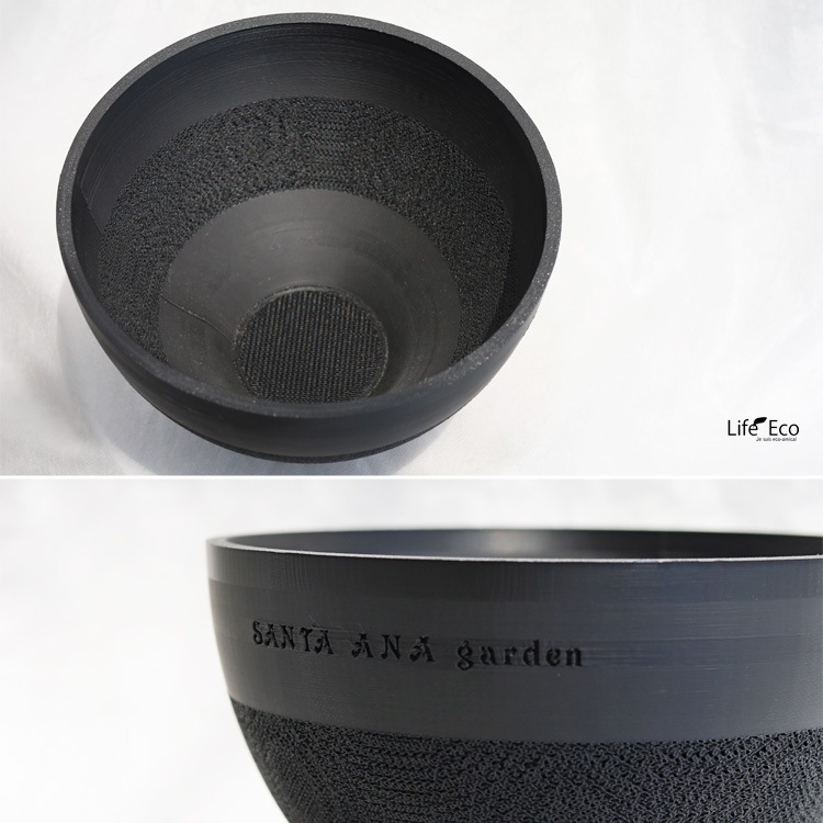 植木鉢 3Dプリンター製 ラウンドメッシュ ブラック（黒） / φ23cm×H15cm（8号）【送料D】