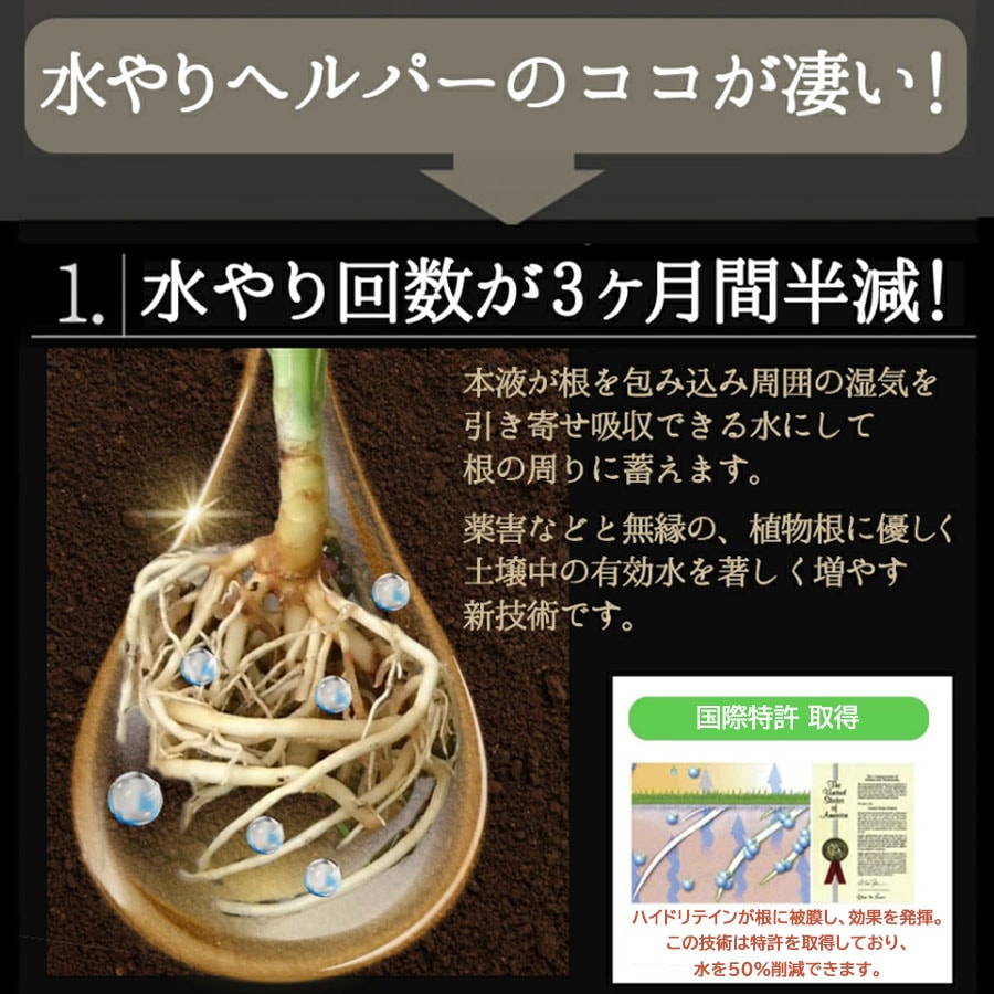 旅行 出張 不在 植物管理 水やり自動 らく 水やり当番 水やり回数半減・保水力UP 水やりヘルパー+ （プラス） 50ml お手軽パウチタイプ / 植物用土壌保水剤 保湿剤（全植物用）【送料無料】