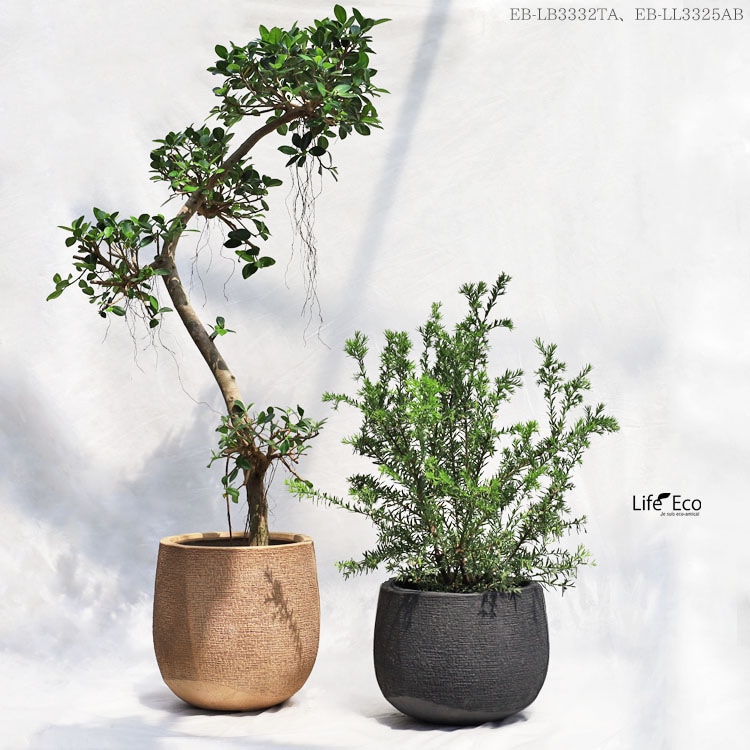 植木鉢 軽量大型 FRP製 リーヴァ ローバルーン テラアンティーク （ベージュ）φ33cm×H25.5cm（11号）【送料E】