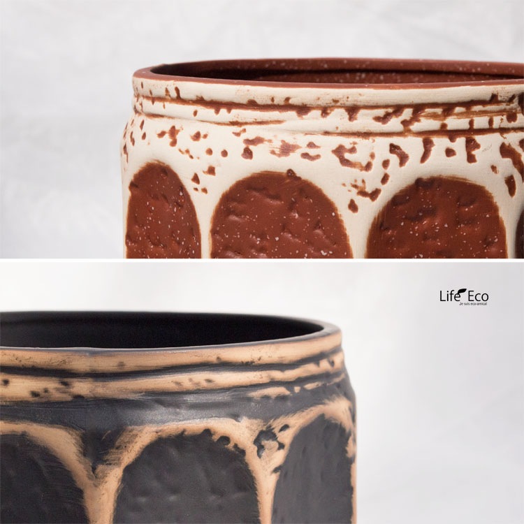 植木鉢 インテリアポット 釉薬陶器製 コモン ブラック（黒） φ18cm×H18.5cm（6号）【4個入】【送料E】